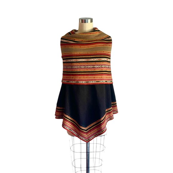 Peru Etnico Alpaca Wool Cape Shawl Poncho - OS - Picture 4 of 7